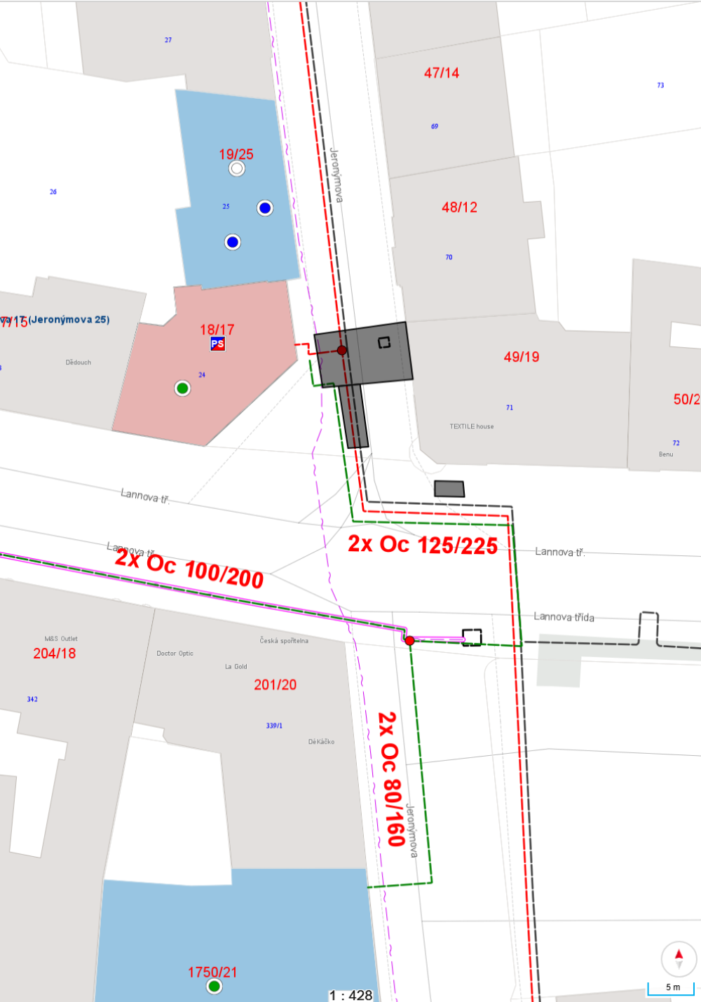 mapa křižovatka Jeronýmova_Lannova mapa krizovatka jeronymova lannova